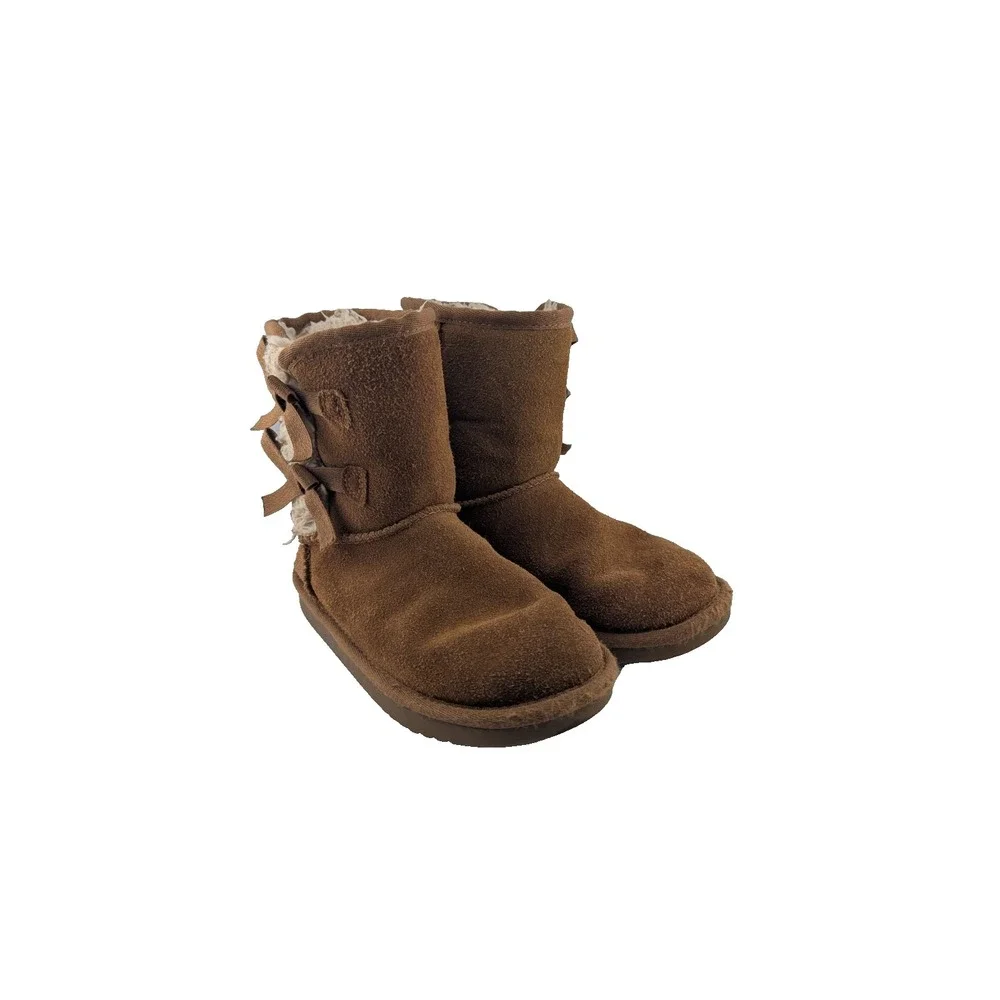 Koolaburra by UGG Girls Brown Bow Mid-Calf Winter Boots Fur Lined 13